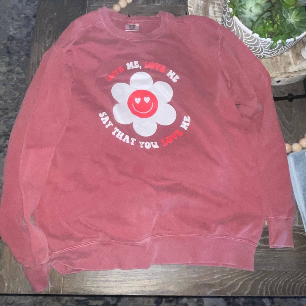 Love me, love me, say that you love me flower & heart valentines sweater